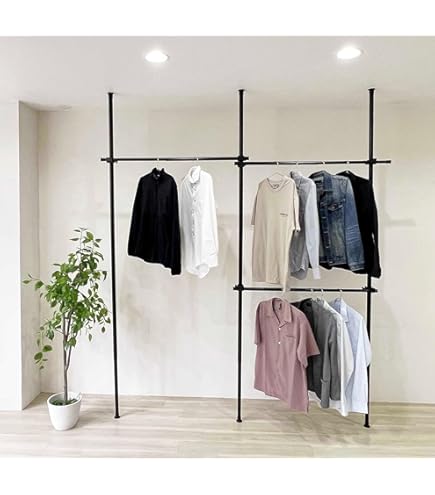 Amazon｜山善(YAMAZEN) 突っ張り ラック ポールハンガー トリプル 頑丈